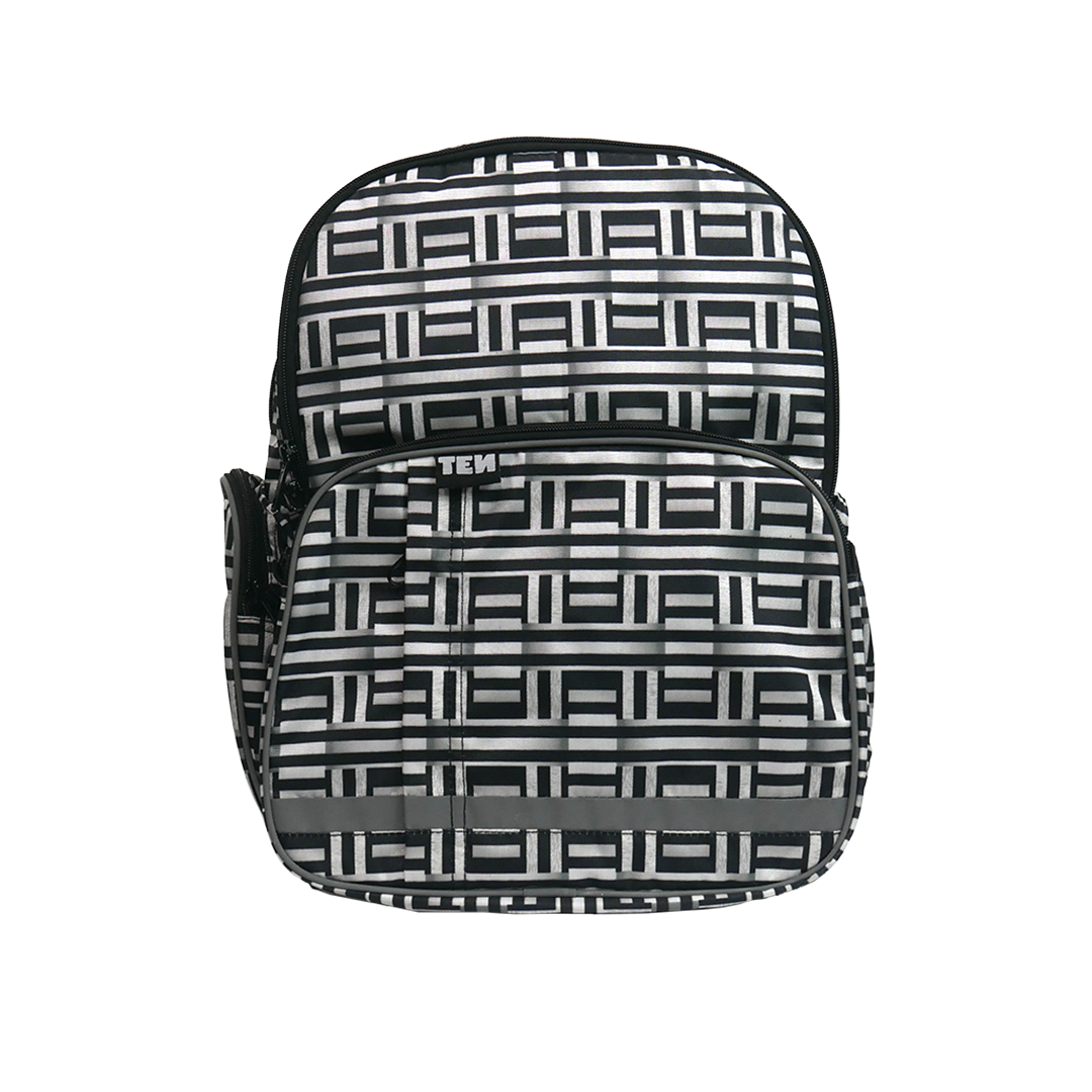 Large Schoolbag Black and White Weave