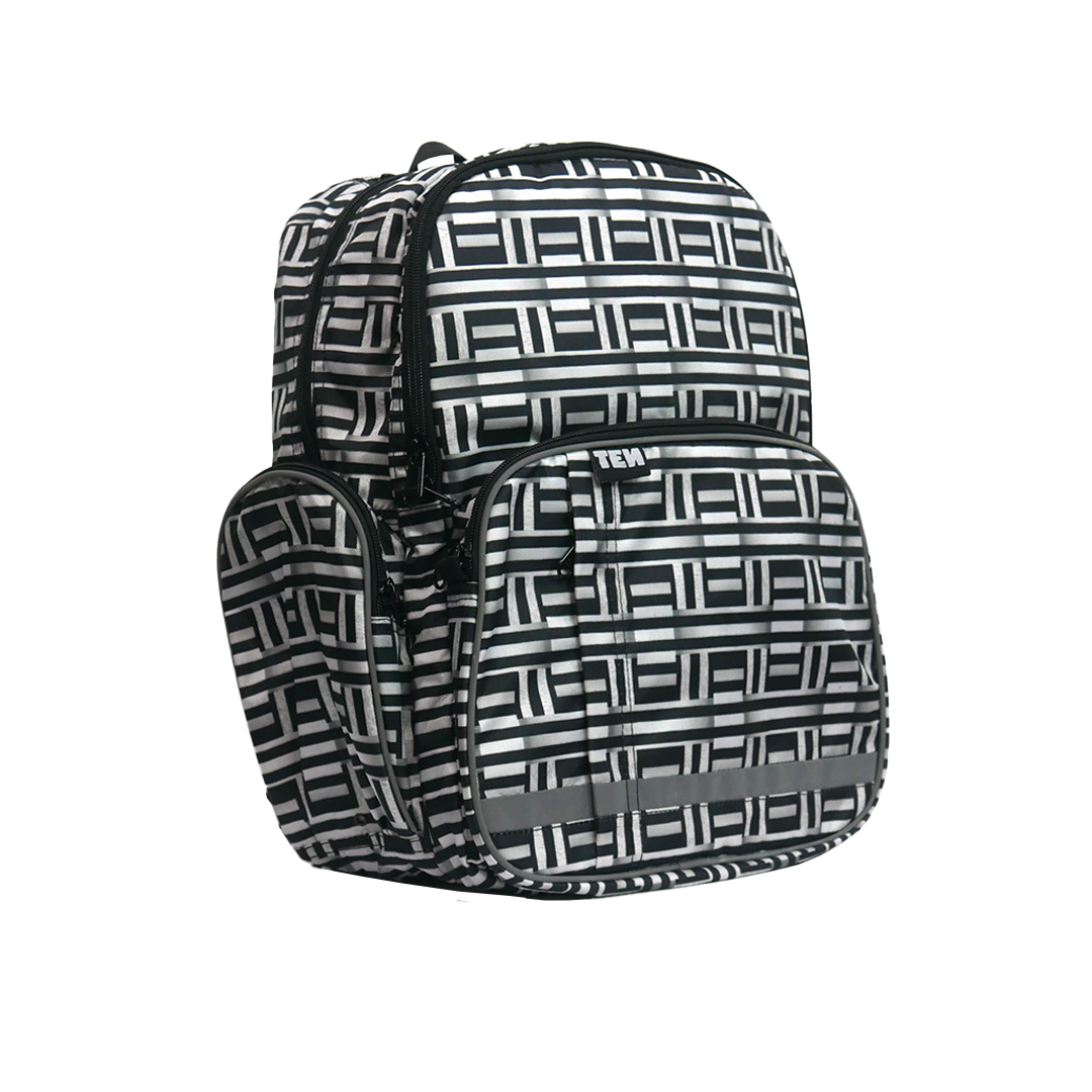 Large Schoolbag Black and White Weave