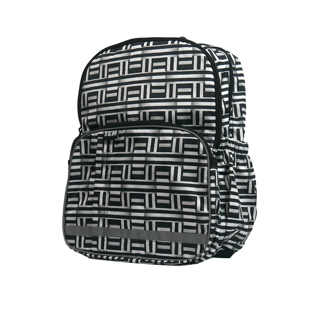 Large Schoolbag Black and White Weave