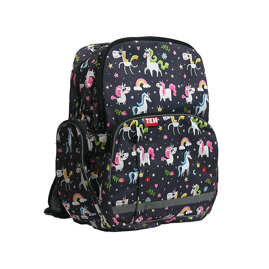 Large Schoolbag Black Unicorn
