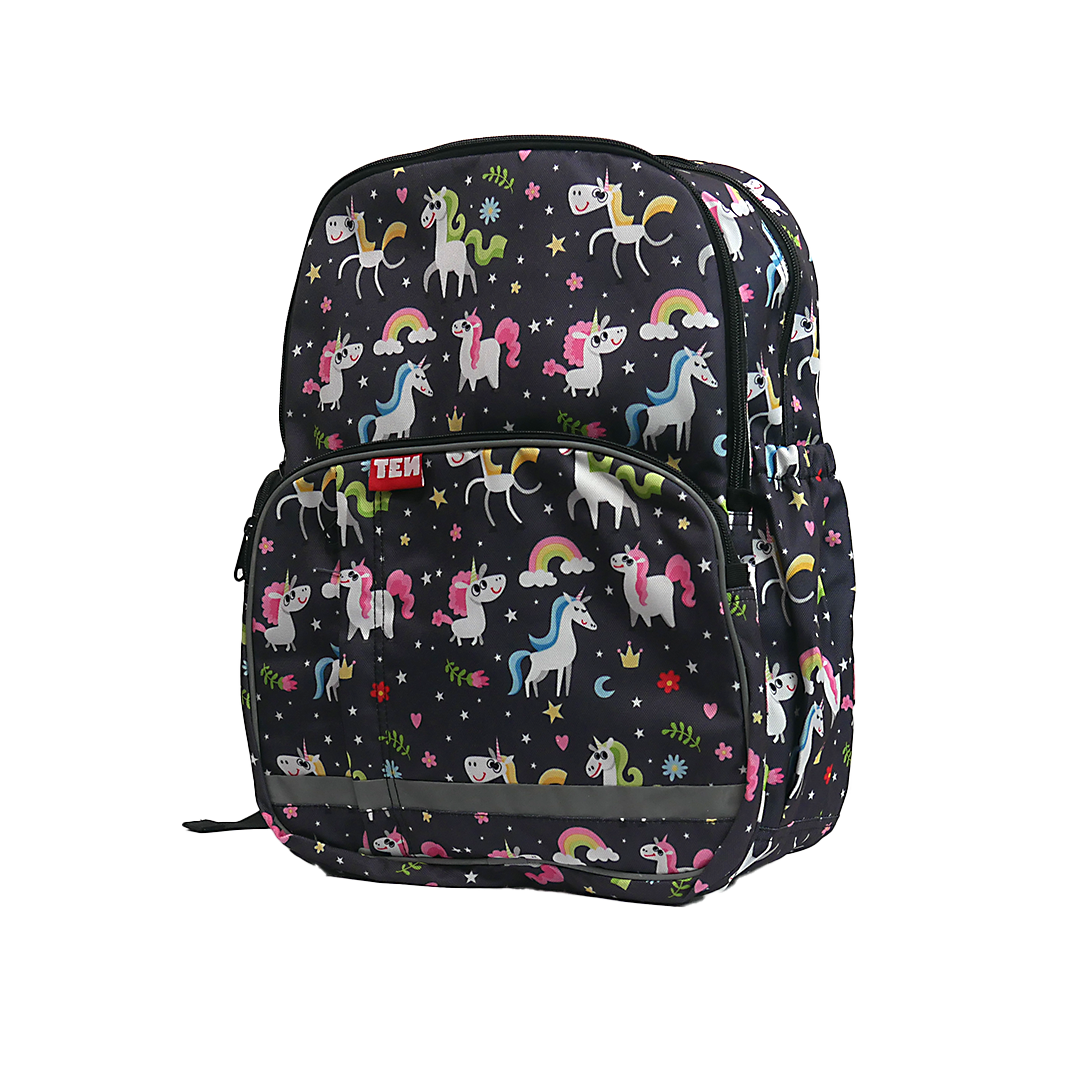 Large Schoolbag Black Unicorn