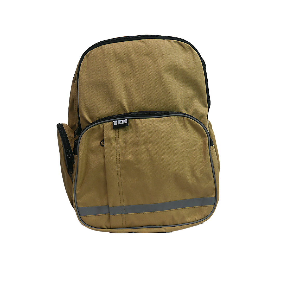 Large Schoolbag Tan with Black Zipper