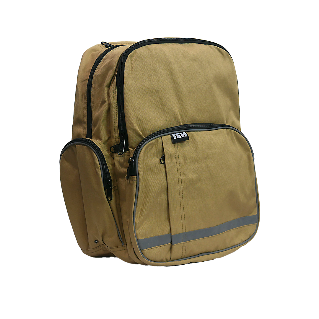 Large Schoolbag Tan with Black Zipper