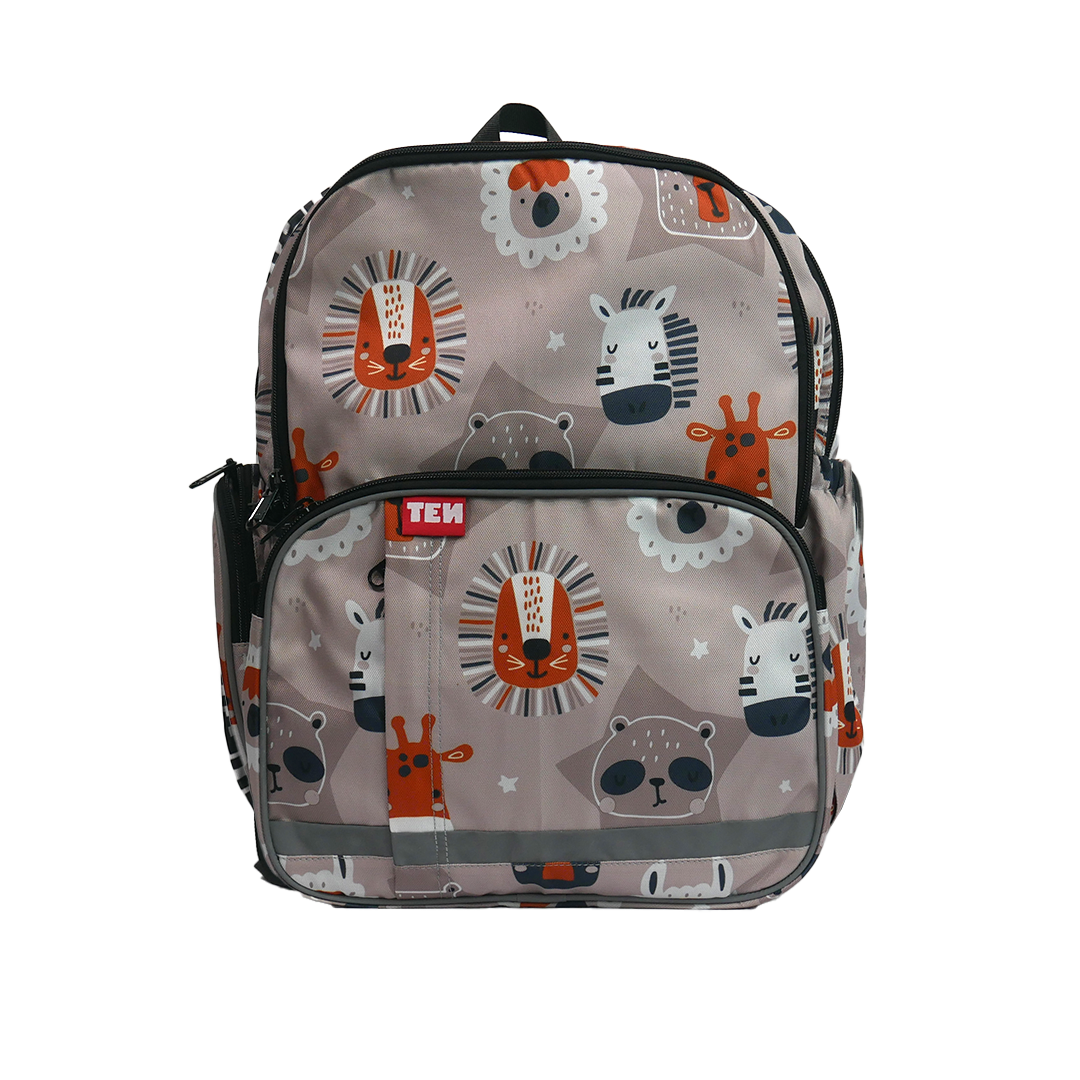 Large Schoolbag Grey Zoo