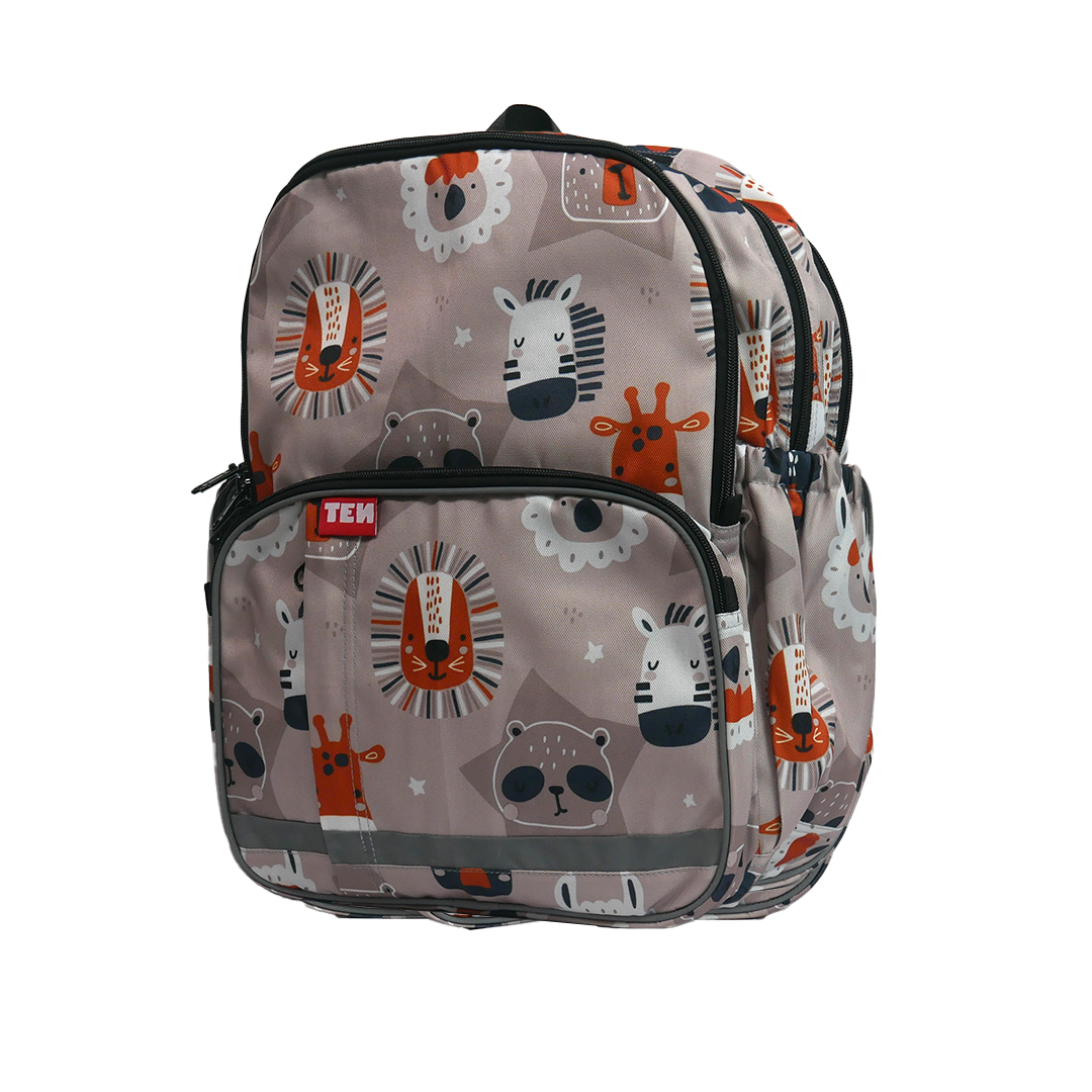 Large Schoolbag Grey Zoo