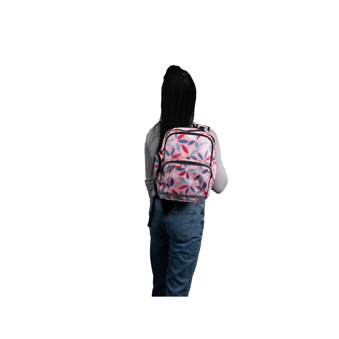 Large Schoolbag Pink Leaf
