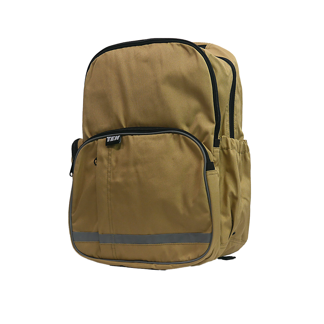 Large Schoolbag Tan with Black Zipper