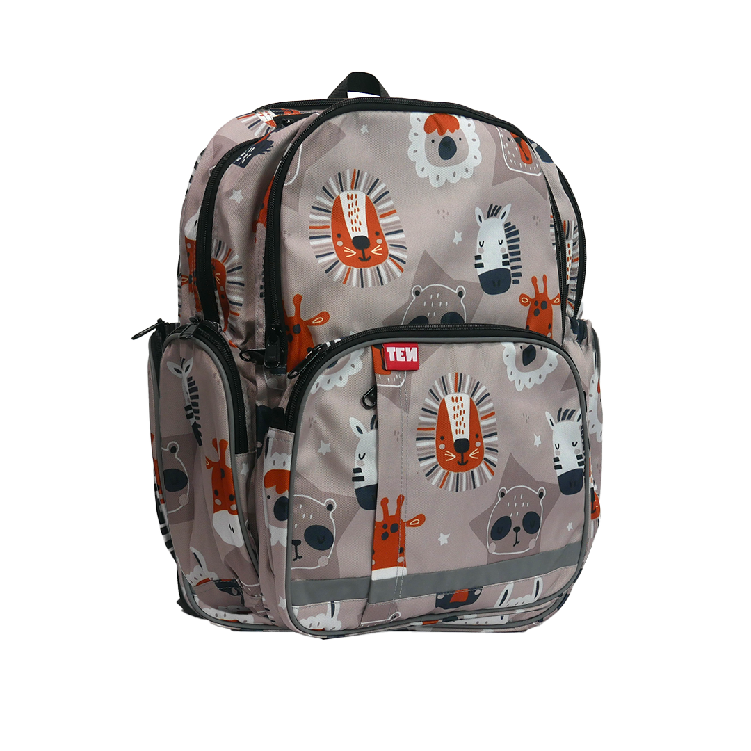 Large Schoolbag Grey Zoo