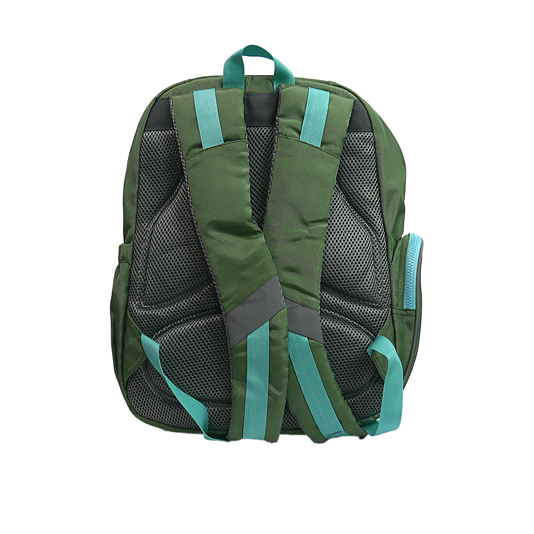 Large Schoolbag Green on Green Zipper